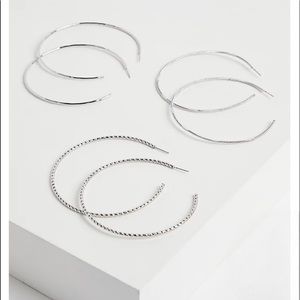 Torrid - TEXTURED HOOP SET OF 3 - SILVER TONE